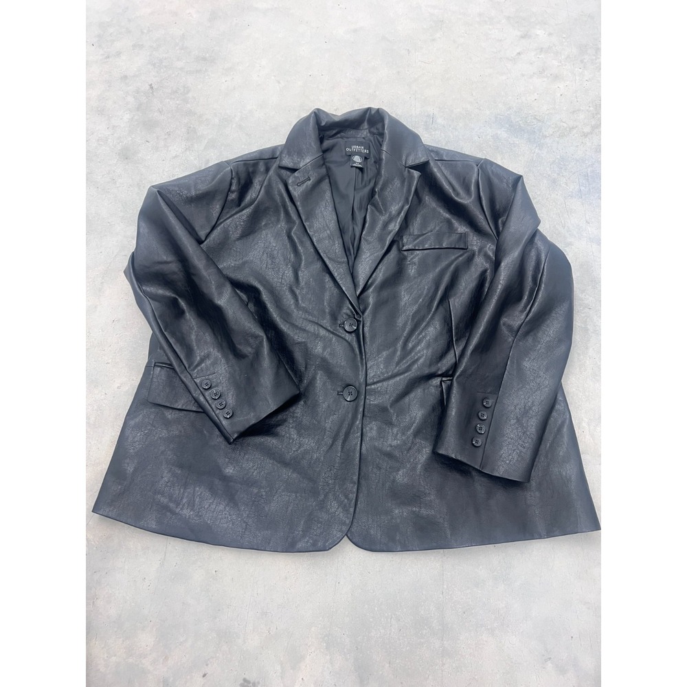 Urban Outfitters Blazer Jacket Women Small Black Faux Leather Notch Lapel Casual